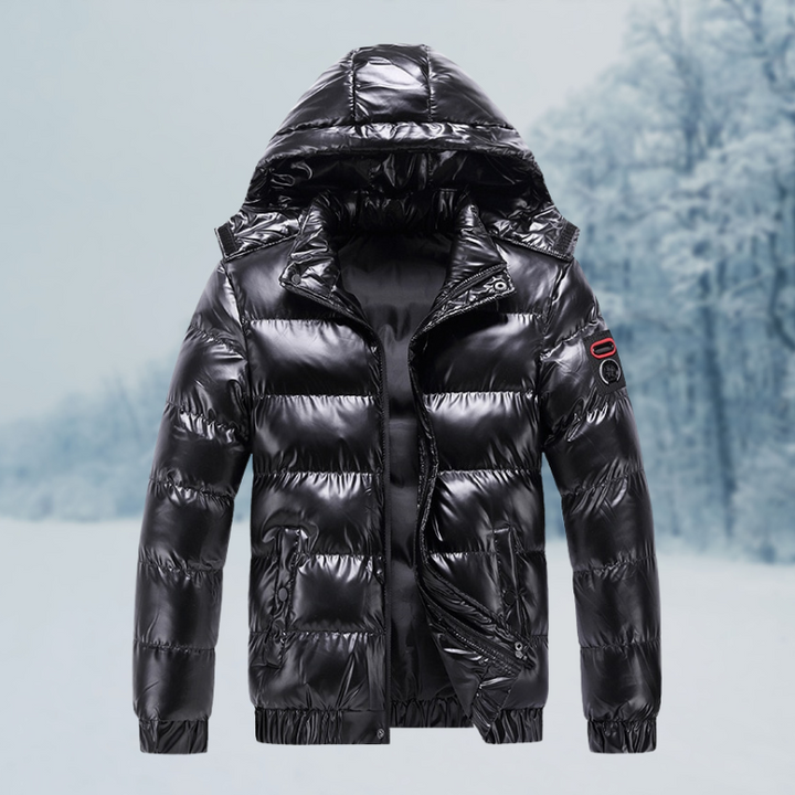 Herren Winterjacke | Glänzende Steppjacke Mit Kapuze
