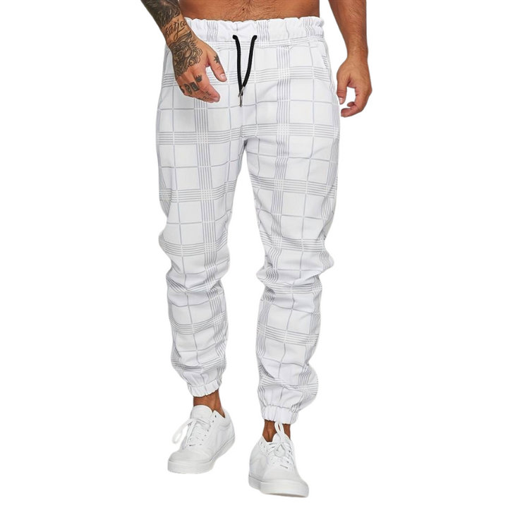 Herren Jogginghose Karomuster | Elastischer Bund Mit Kordelzug
