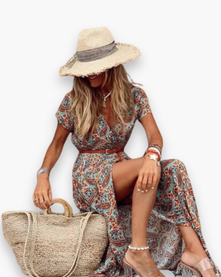 Damen Elegantes Boho Kleid | Maxi Sommerkleid