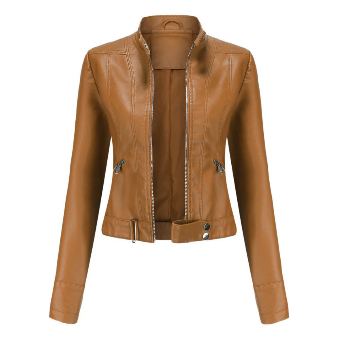 Bikerjacke Damen | Kurz mit Reißverschluss und Seitentaschen