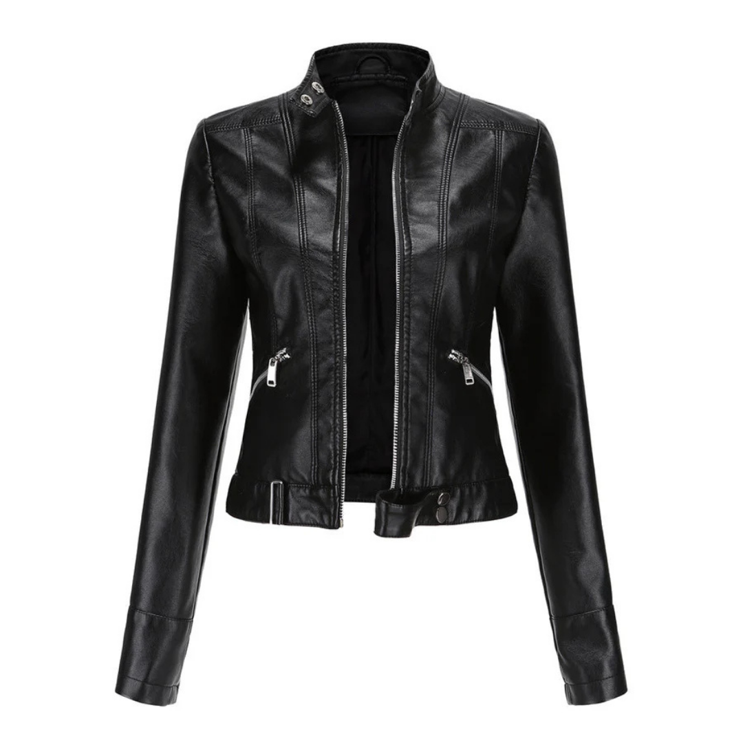Bikerjacke Damen | Kurz mit Reißverschluss und Seitentaschen