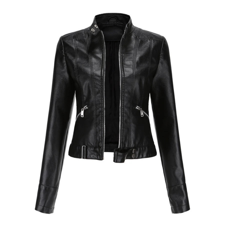 Bikerjacke Damen | Kurz mit Reißverschluss und Seitentaschen