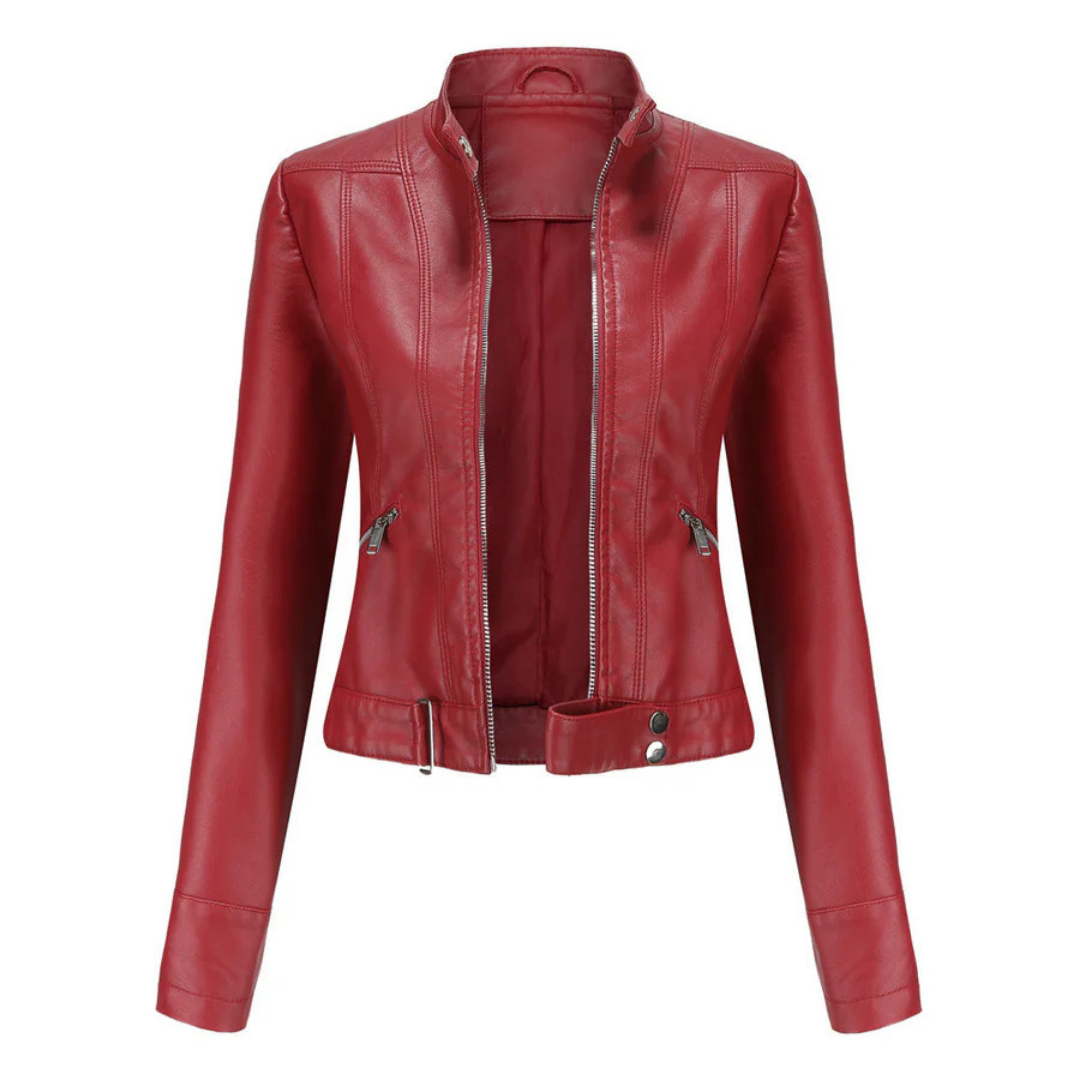Bikerjacke Damen | Kurz mit Reißverschluss und Seitentaschen
