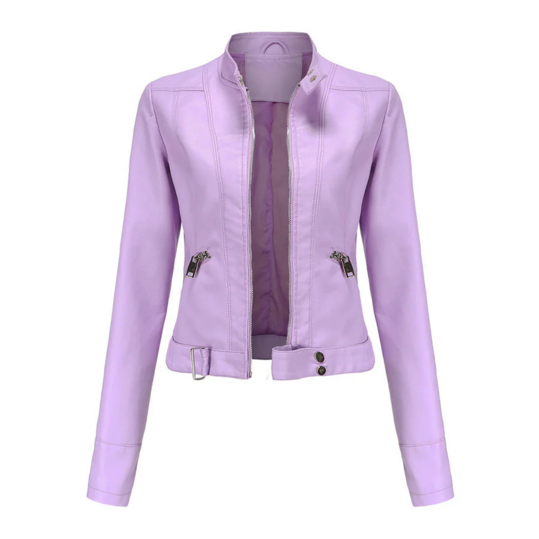 Bikerjacke Damen | Kurz mit Reißverschluss und Seitentaschen