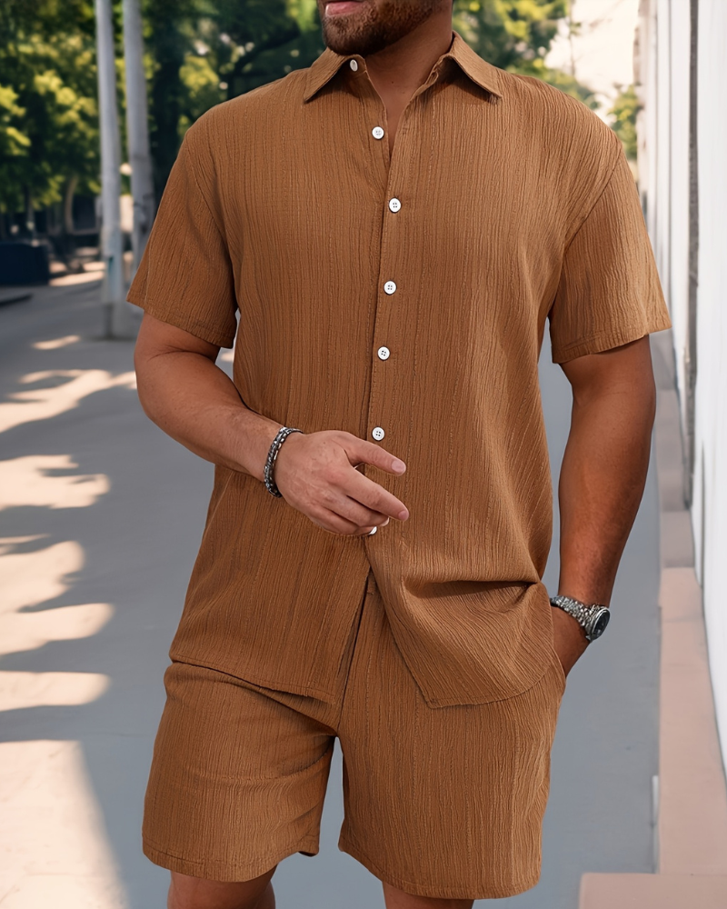 Herren Sommer Set mit Kurzarmhemd & Shorts | Leichter Zweiteiler für Alltag & Urlaub