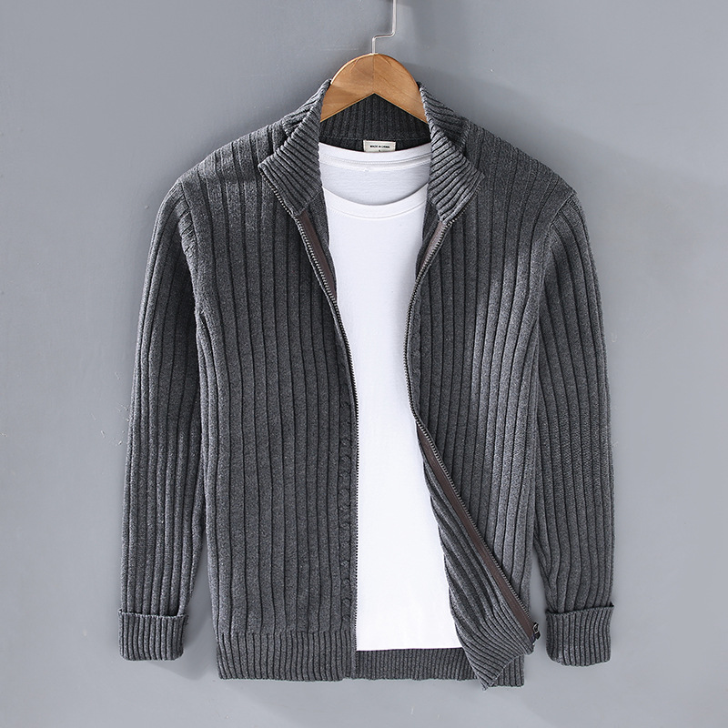 Herren Strickjacke Mit Reißverschluss | Geripptes Design Für Alltag