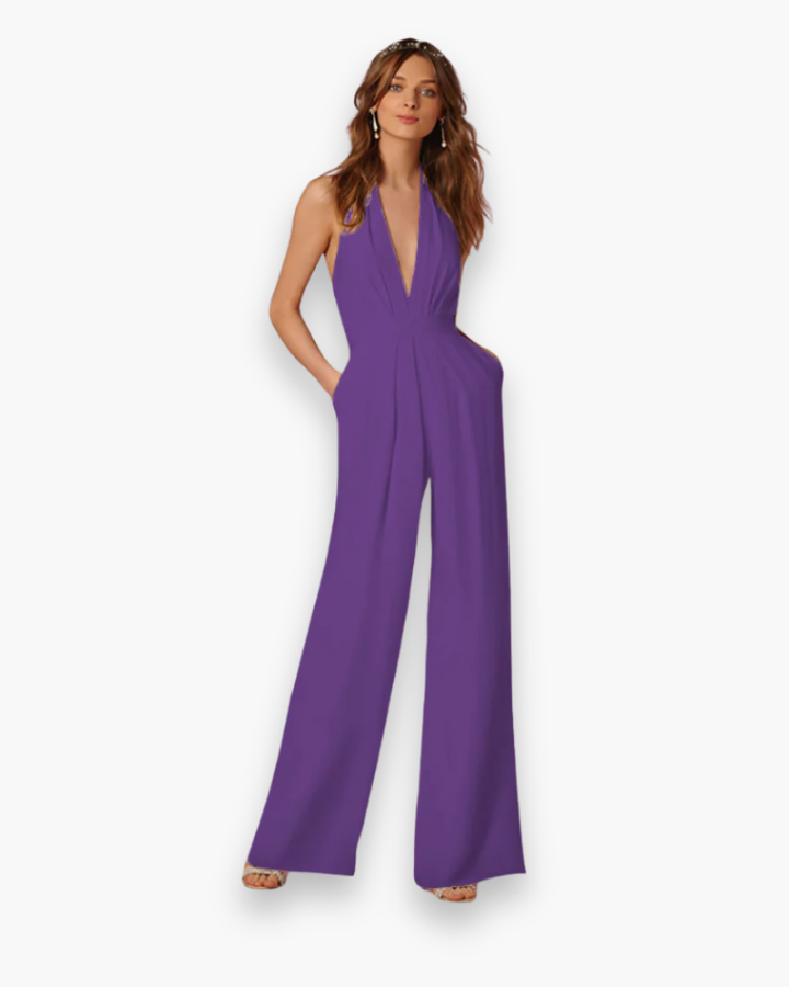 Damen Stilvoll Tief Schnitt Jumpsuit | Elegante