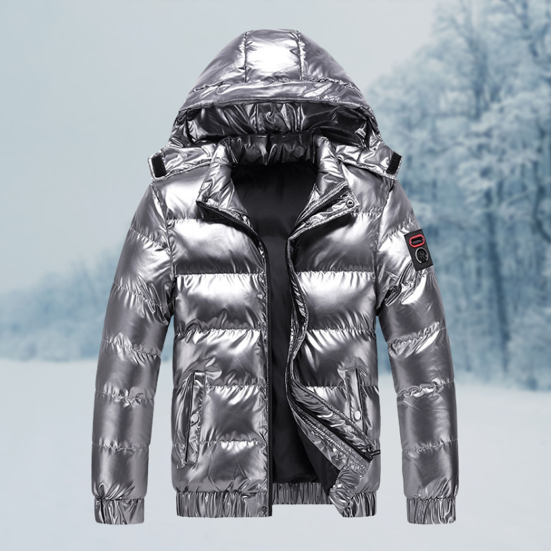 Herren Winterjacke | Glänzende Steppjacke Mit Kapuze