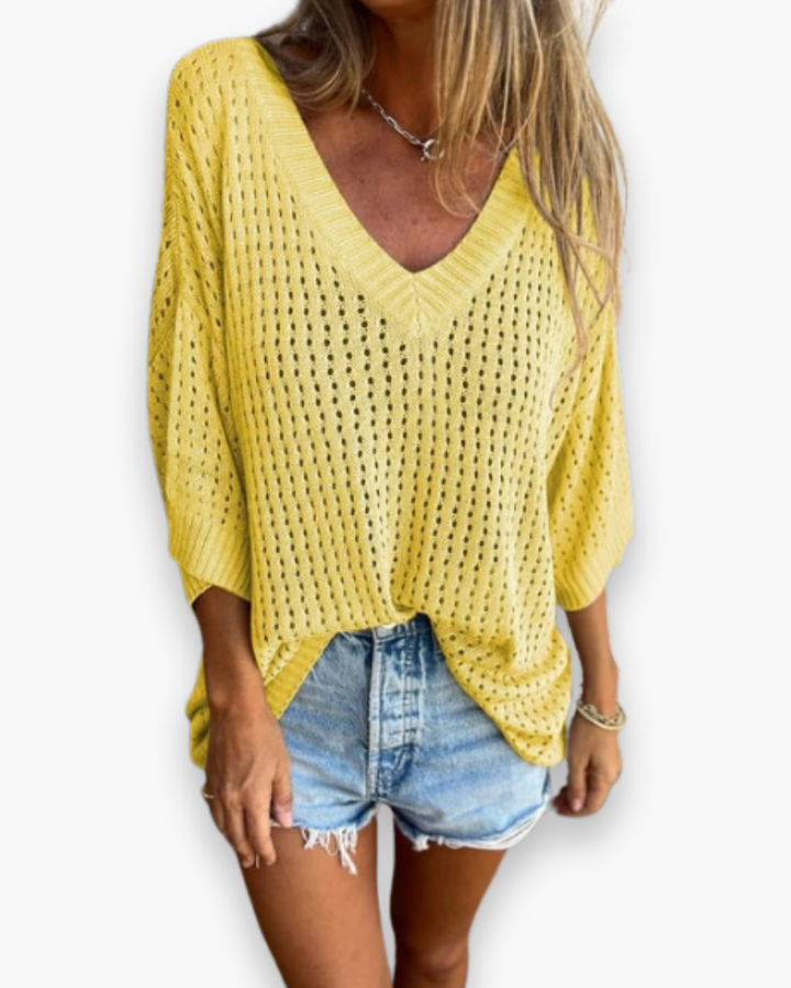 Damen Elegantes Freizeit Top | V-Ausschnitt