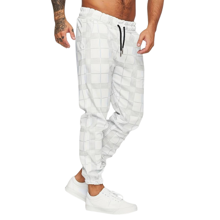 Herren Jogginghose Karomuster | Elastischer Bund Mit Kordelzug
