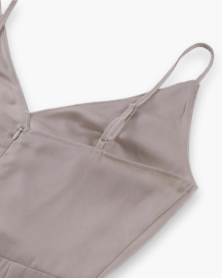Damen Elegantes Festliches Kleid | Maxi V-Ausschnitt mit Oberschenkelschlitz
