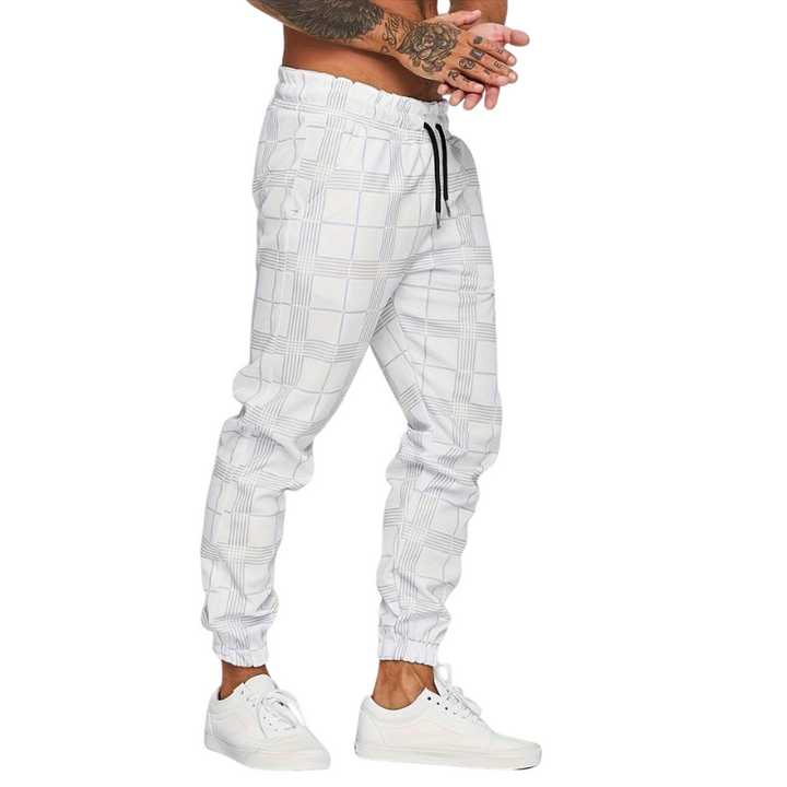 Herren Jogginghose Karomuster | Elastischer Bund Mit Kordelzug