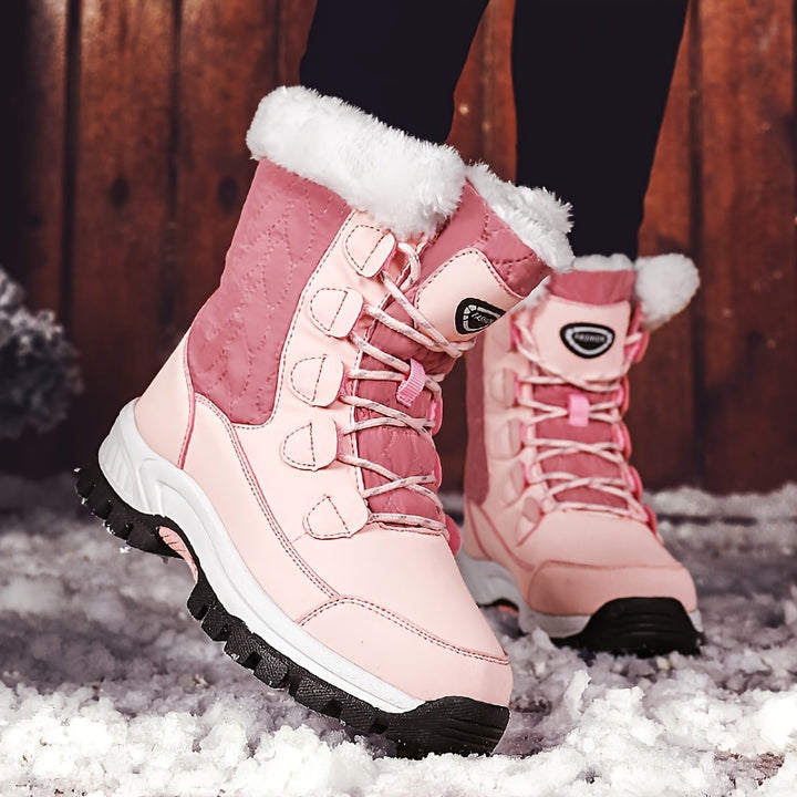Winterschuhe Damen| Mit Schnürung Und Runder Kappe Stiefel