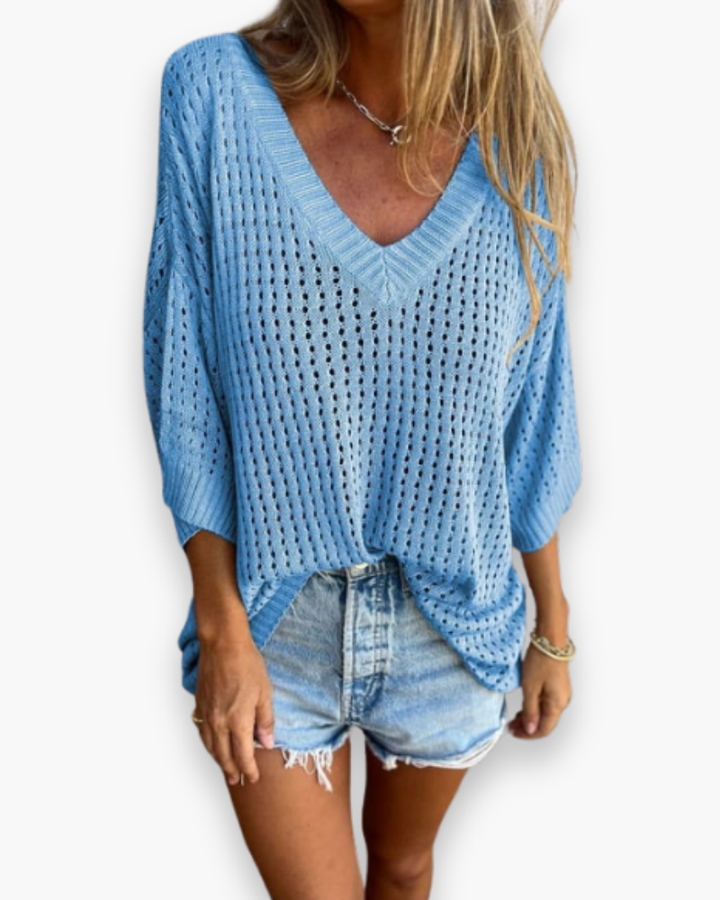 Damen Elegantes Freizeit Top | V-Ausschnitt