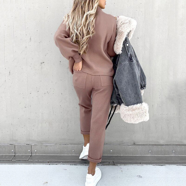 Damen Zweiteiler Set | Freizeitanzug mit Pullover und Hose