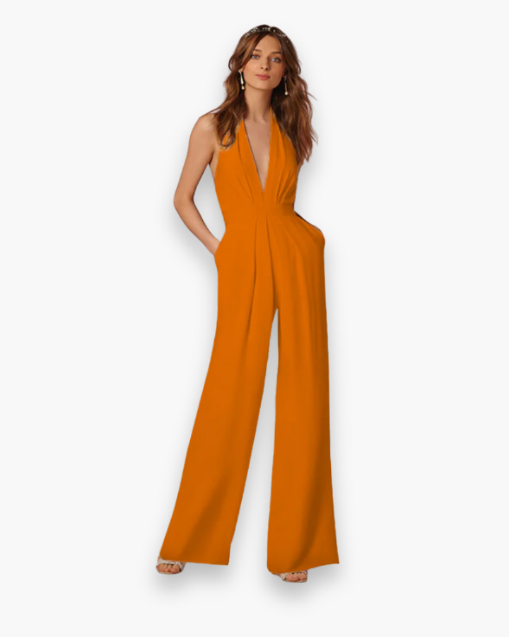 Damen Stilvoll Tief Schnitt Jumpsuit | Elegante