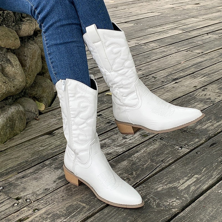 Damen Stiefel | Cowboy Stiefel mit spitzer Zehenform und Absatz