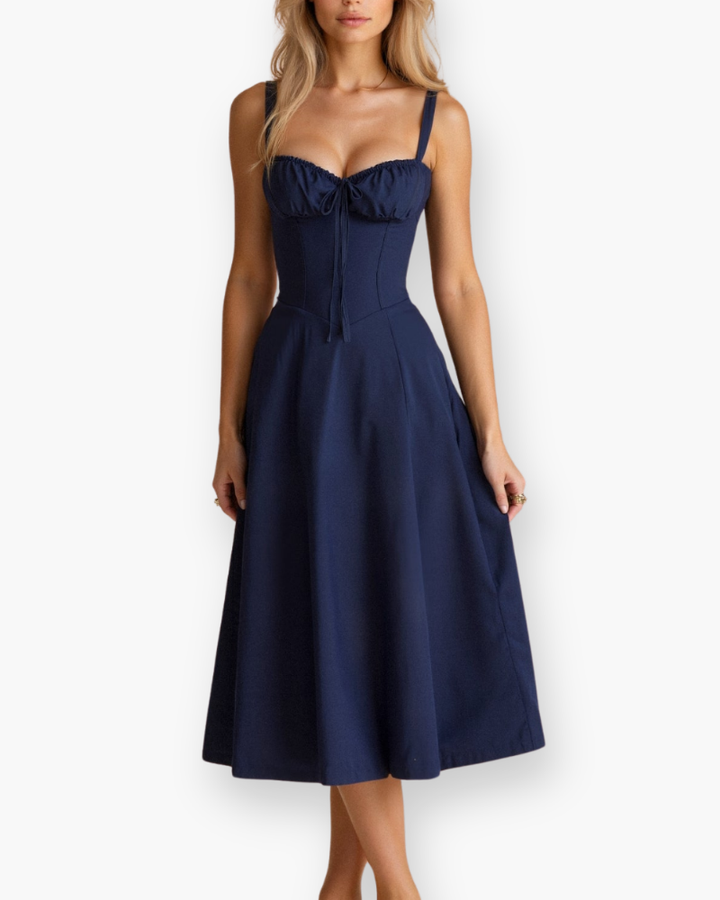 Damen Elegantes Korsett Midi Kleid | Abendkleid