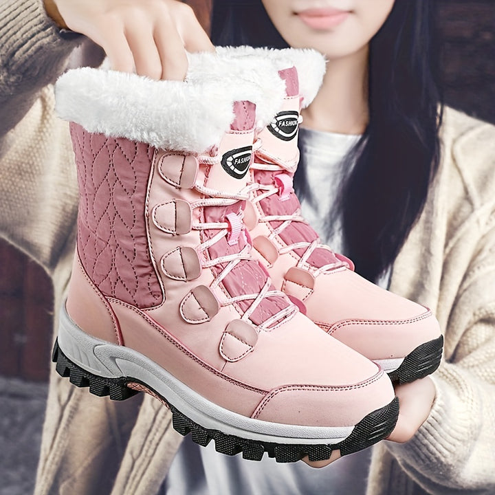 Winterschuhe Damen| Mit Schnürung Und Runder Kappe Stiefel