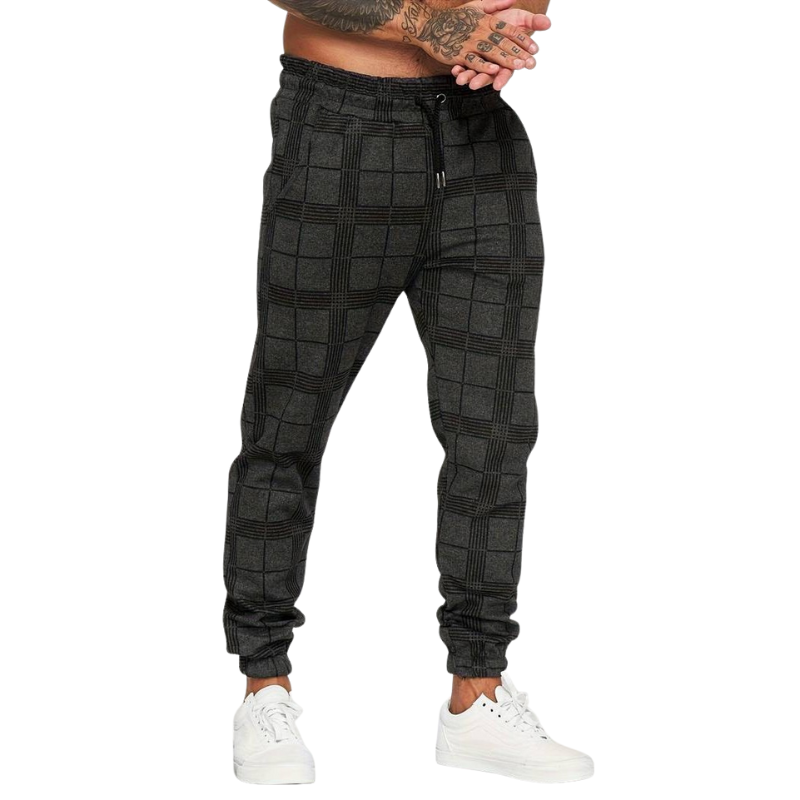 Herren Jogginghose Karomuster | Elastischer Bund Mit Kordelzug