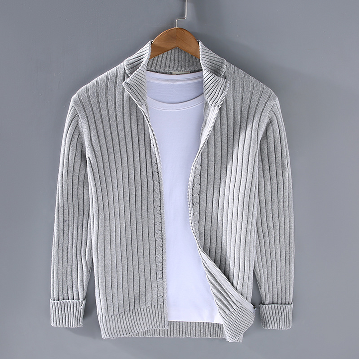 Herren Strickjacke Mit Reißverschluss | Geripptes Design Für Alltag