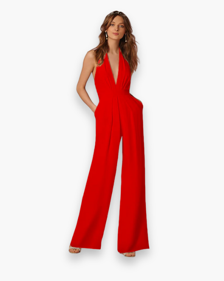 Damen Stilvoll Tief Schnitt Jumpsuit | Elegante