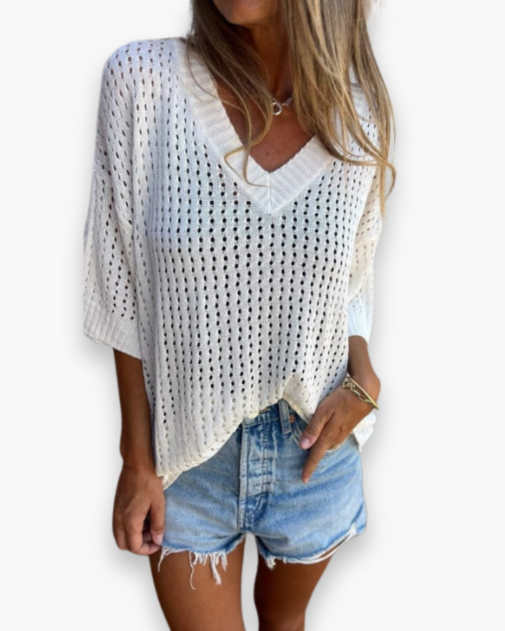 Damen Elegantes Freizeit Top | V-Ausschnitt