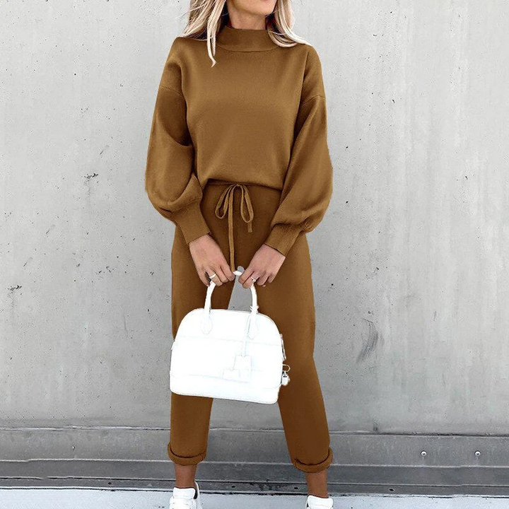 Damen Zweiteiler Set | Freizeitanzug mit Pullover und Hose