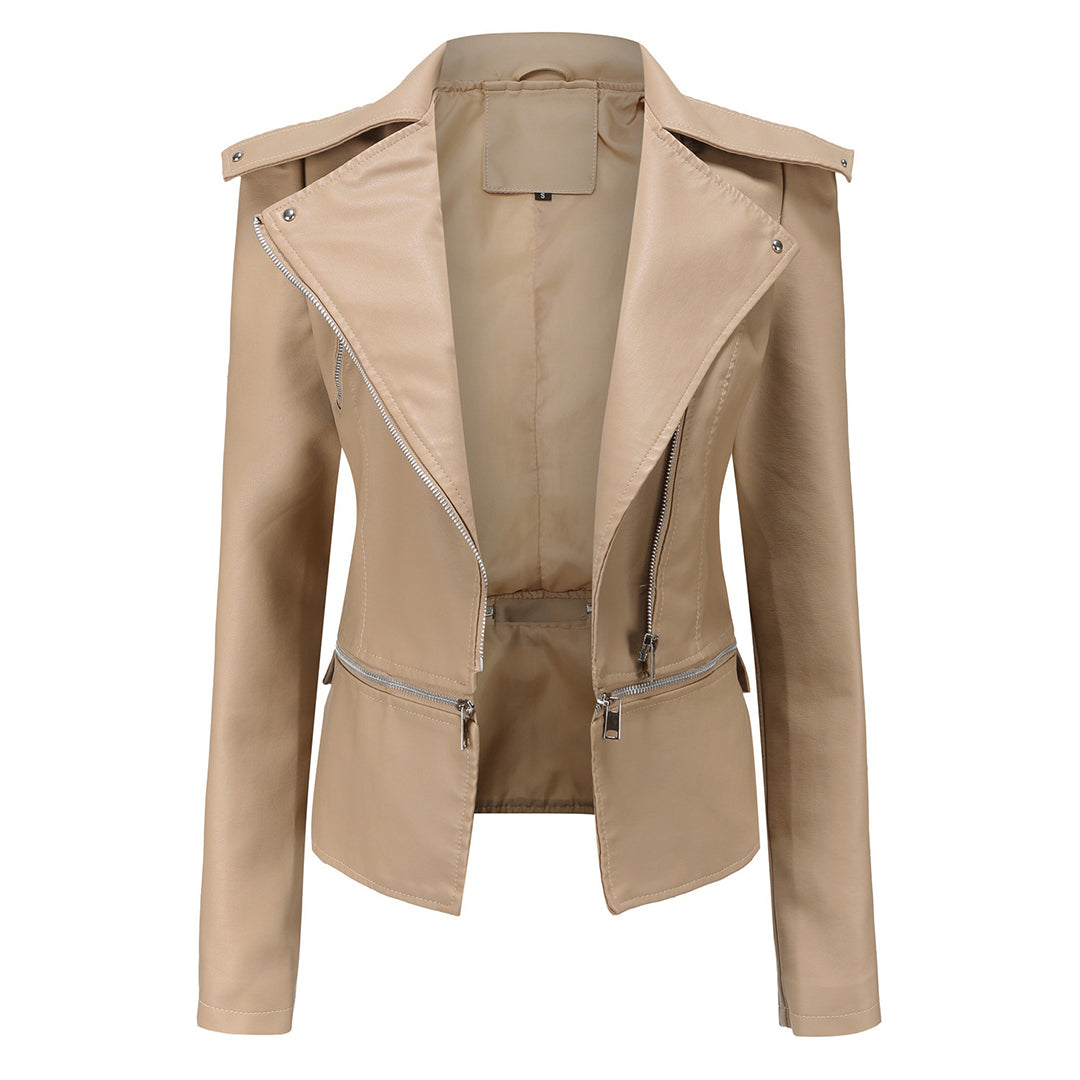 Bikerjacke Damen Slim Fit | Mit Reißverschluss