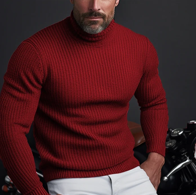 Rollkragenpullover Herren Elegant | Schmaler Schnitt
