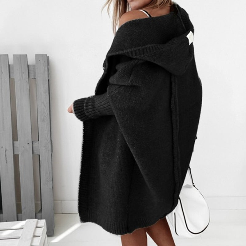 Damen Strickjacke Long Cardigan | Oversized Mit Kapuze