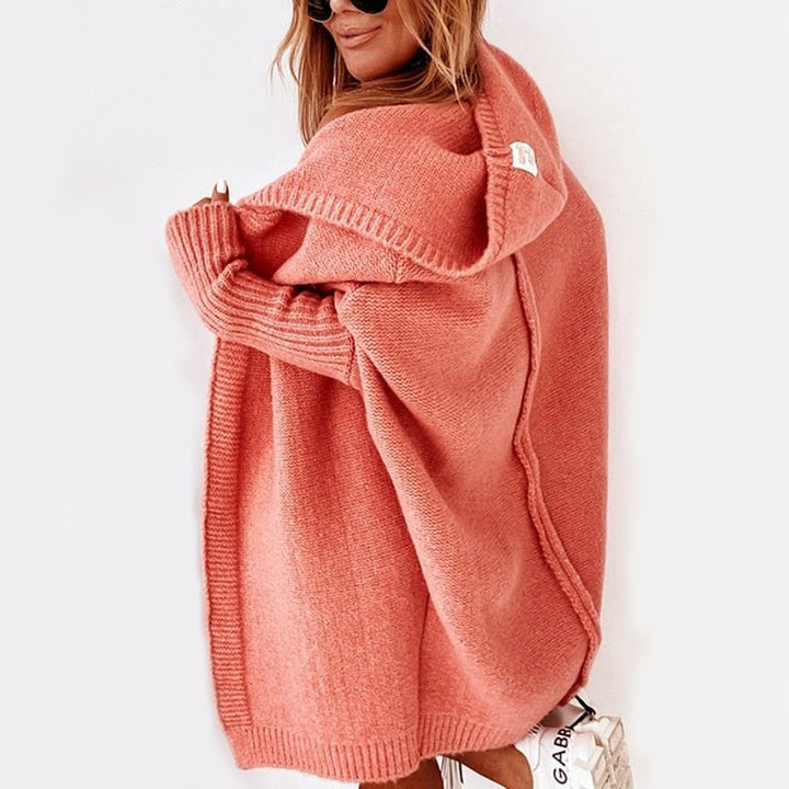 Damen Strickjacke Long Cardigan | Oversized Mit Kapuze