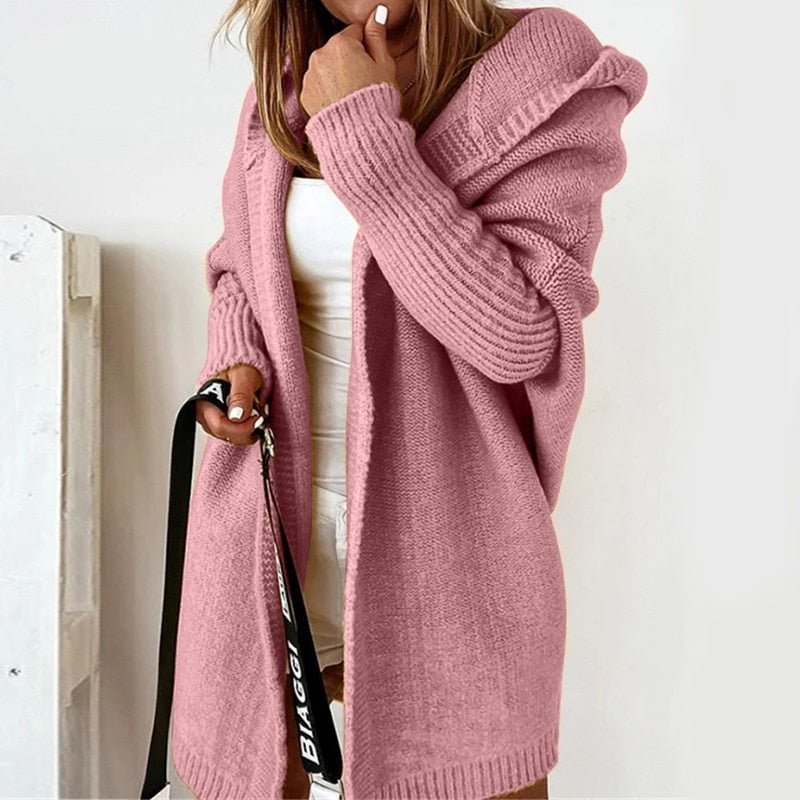 Damen Strickjacke Long Cardigan | Oversized Mit Kapuze