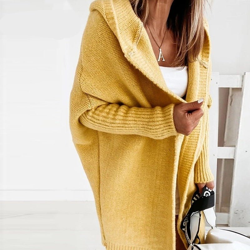 Damen Strickjacke Long Cardigan | Oversized Mit Kapuze