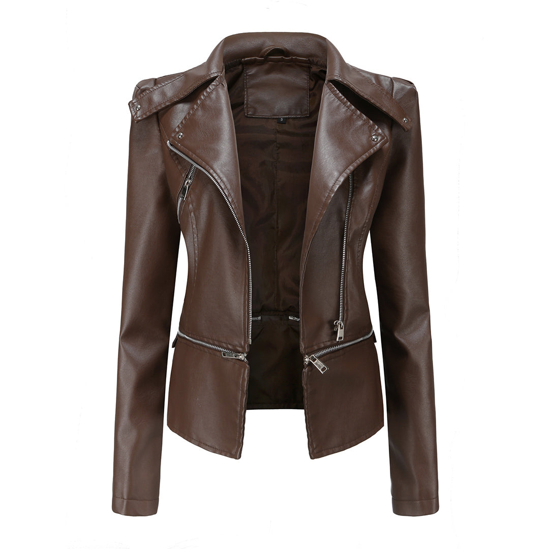 Bikerjacke Damen Slim Fit | Mit Reißverschluss