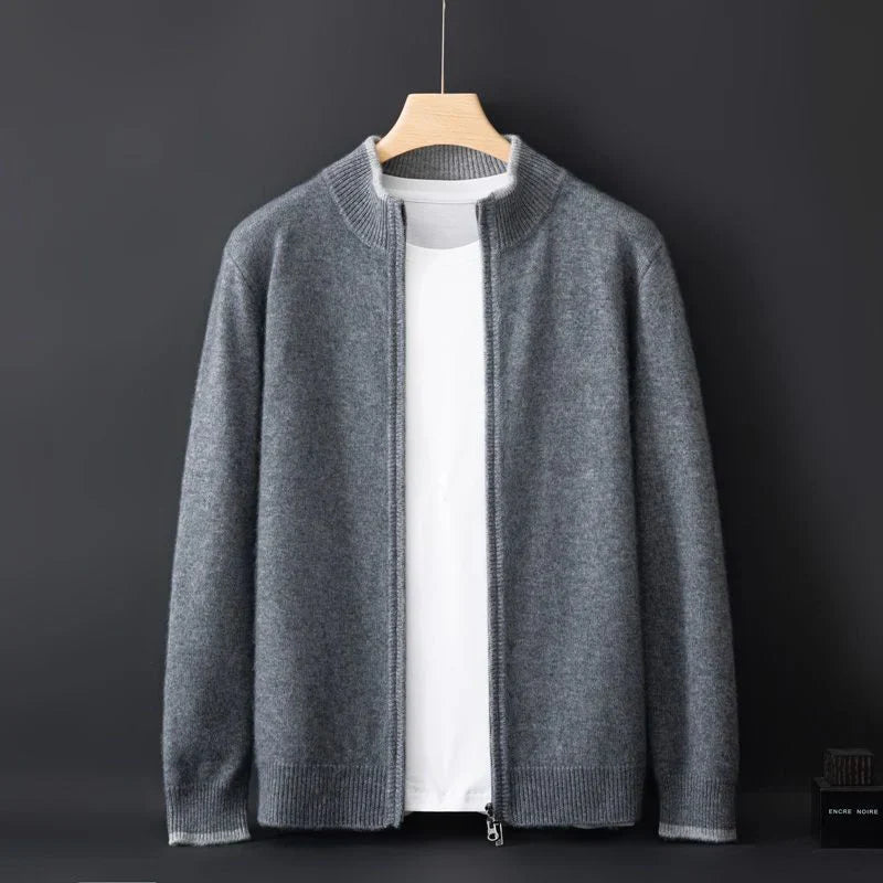 Reißverschluss Strickjacke Für Herren | Minimalistischer Stil Mit Stehkragen