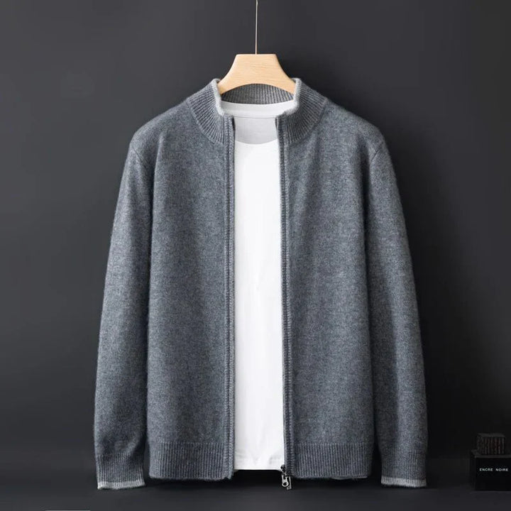 Reißverschluss Strickjacke Für Herren | Minimalistischer Stil Mit Stehkragen
