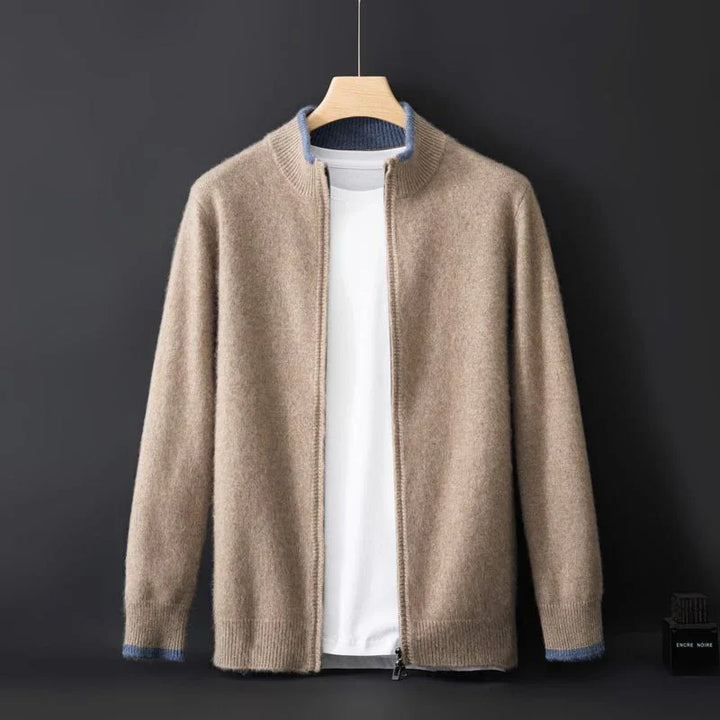 Reißverschluss Strickjacke Für Herren | Minimalistischer Stil Mit Stehkragen