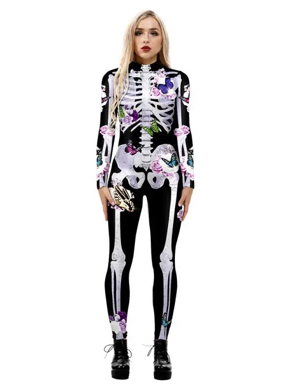 Damen Auffälliges Skelett Schmetterling Kostüm | Halloween Kostüm 0