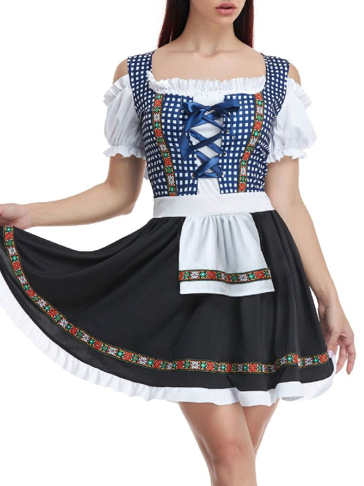 Damen Elegantes Kariertes Trachtenkleid | Midi 1