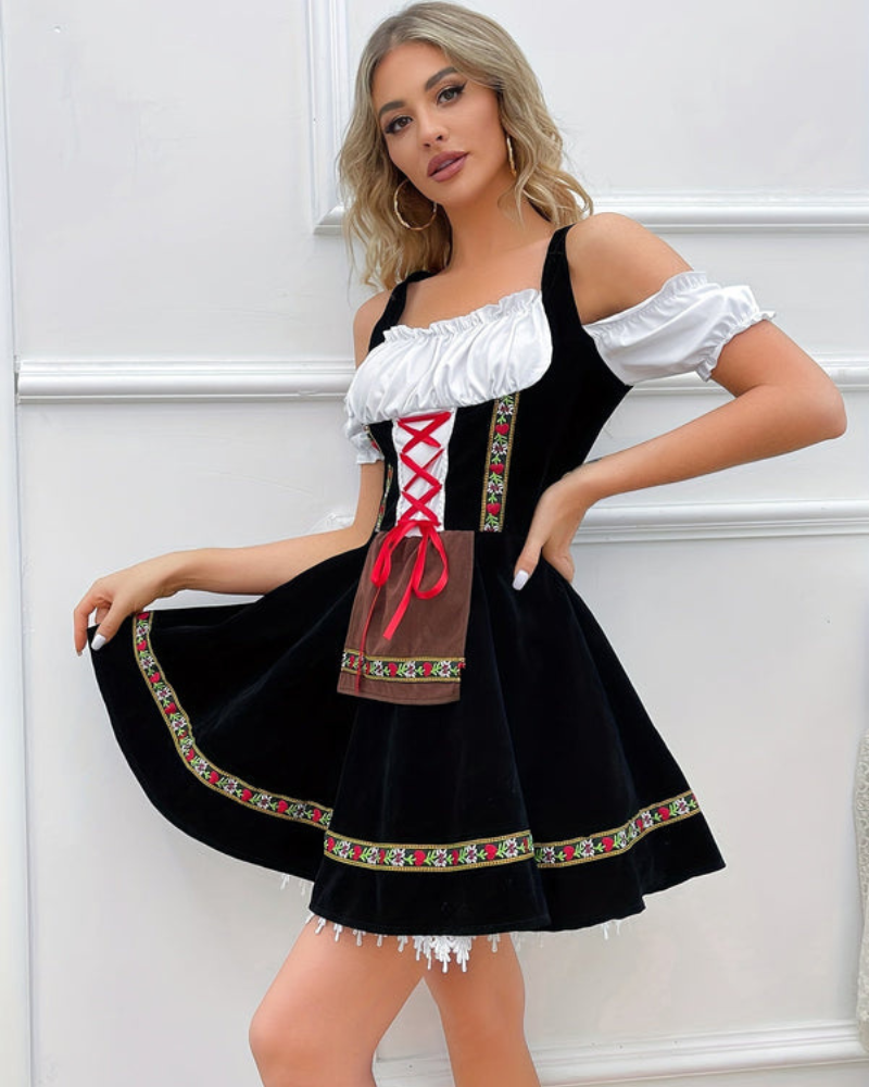 Damen Elegantes Schulterfreies Dirndlkleid | Festlich 0