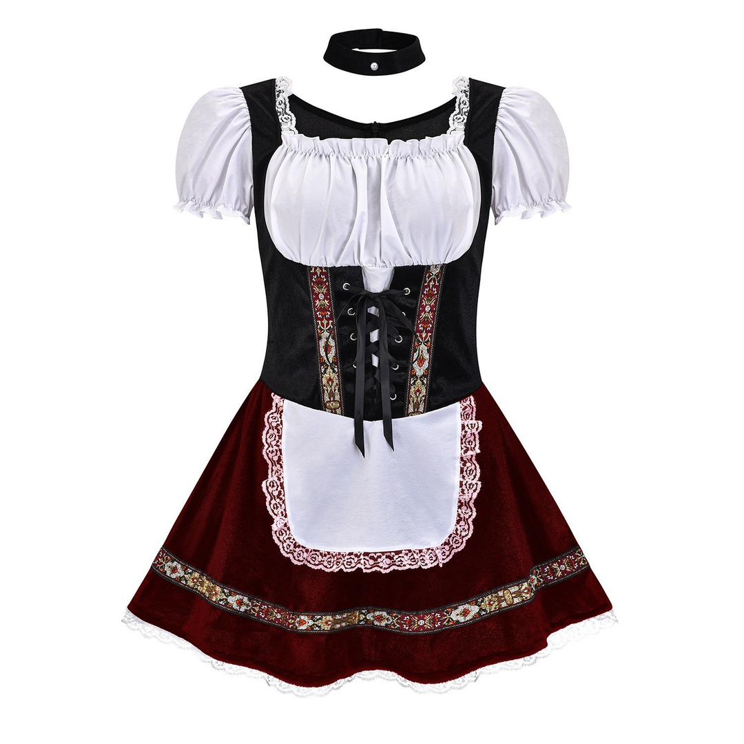 Damen Elegantes Trachtenkleid | Mini Dirndl Kleid 0