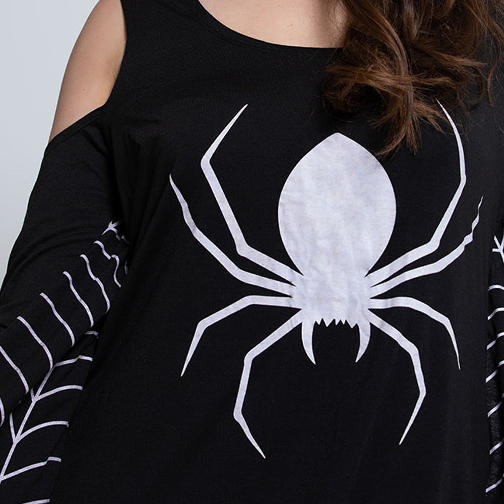 Damen Gruseliges Spinnenmuster Kostüm | Mini Halloween Kostüm 5