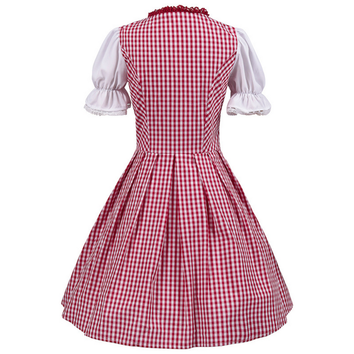 Damen Traditionelles Karomuster Dirndl Kleid | Oktoberfest Trachtenkleid 1