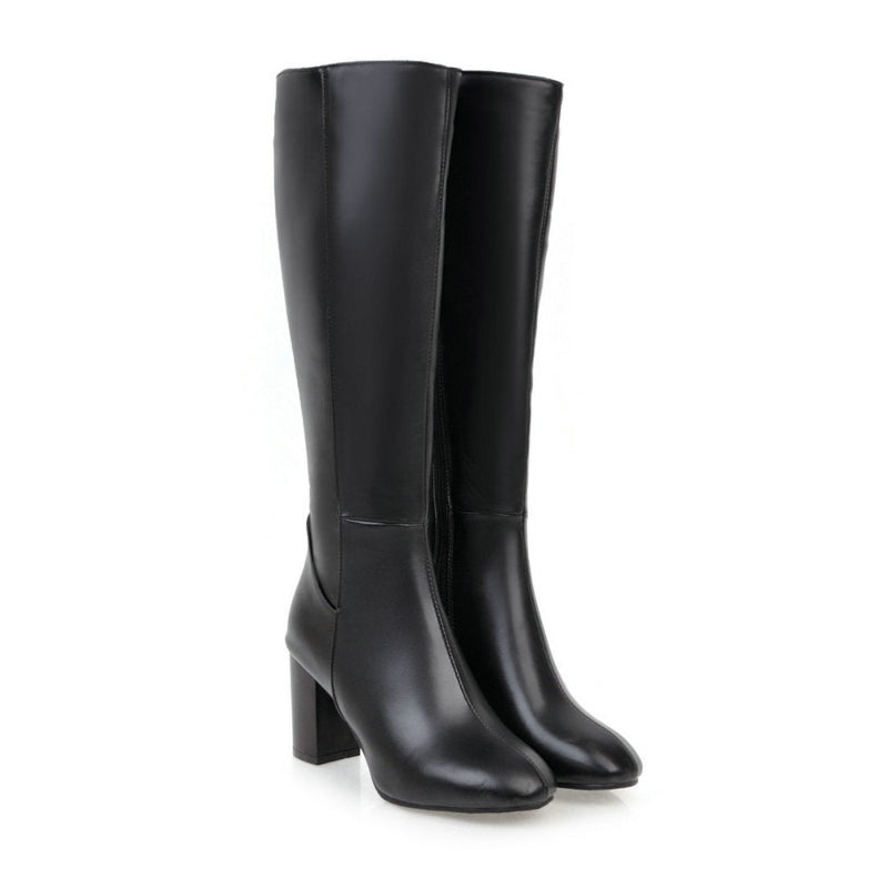 Damen Stiefel | Klassische hohe Stiefel mit Blockabsatz
