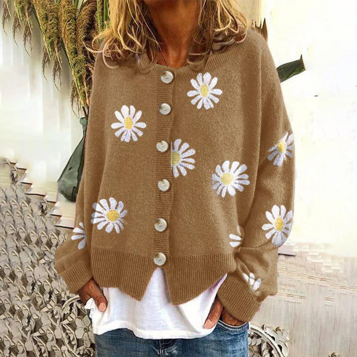 Damen-Strickjacke | Klassisch mit Blumenmuster