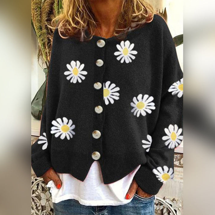 Damen-Strickjacke | Klassisch mit Blumenmuster
