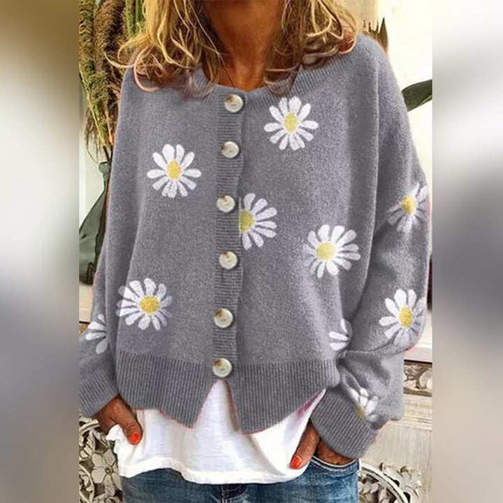 Damen-Strickjacke | Klassisch mit Blumenmuster