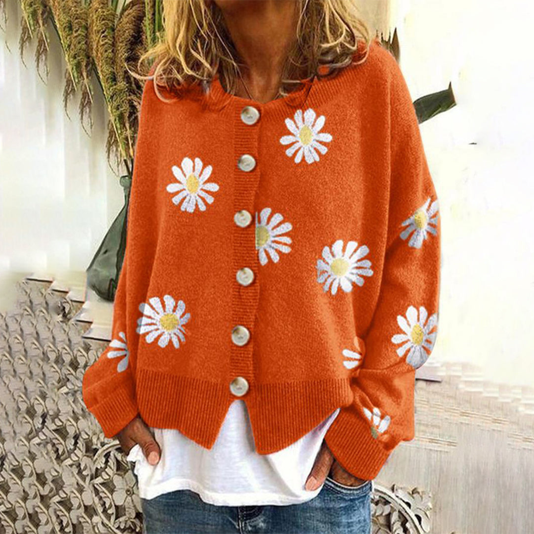 Damen-Strickjacke | Klassisch mit Blumenmuster