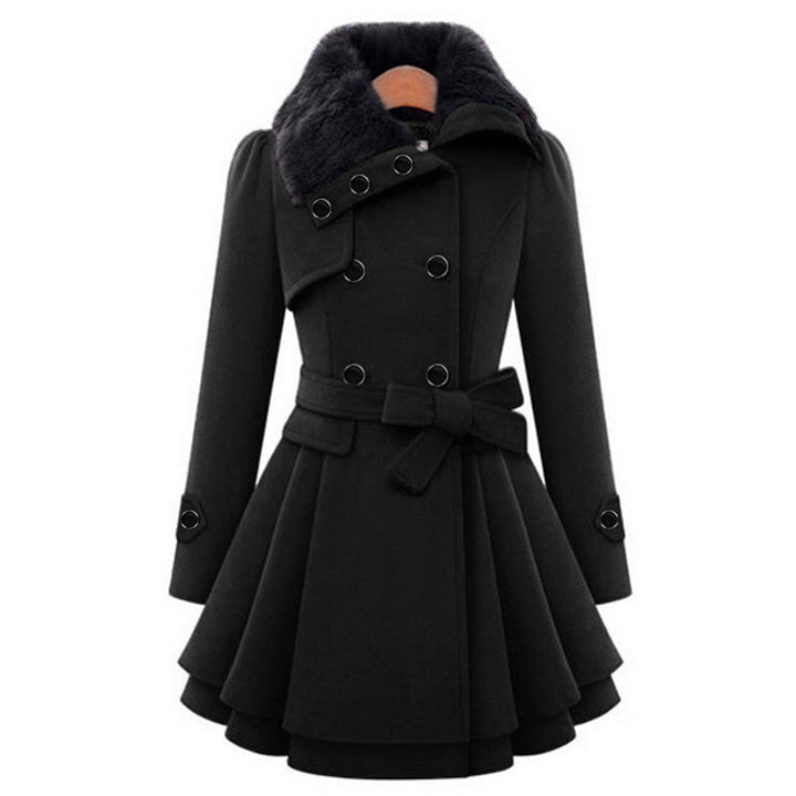 Winterjacke Damen Lang Mit Gürtel und Kapuze | Mit Knöpfen und Seitentaschen